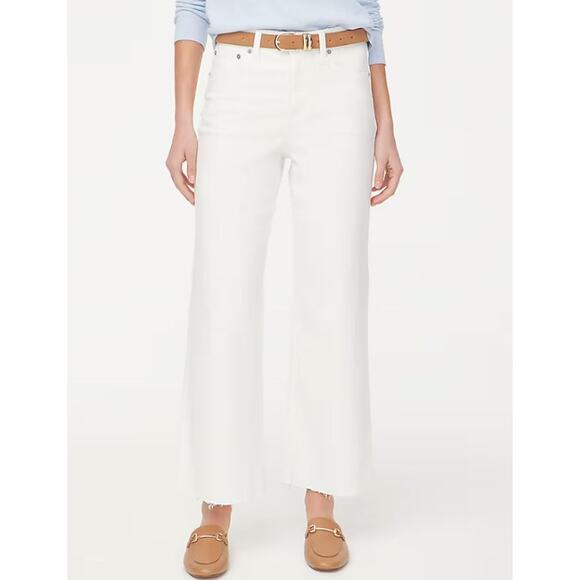 J. Crew Seashell White Petite Wide-Leg Jean in All-Day Stretch Size 25P (Petite) - Picture 1 of 12